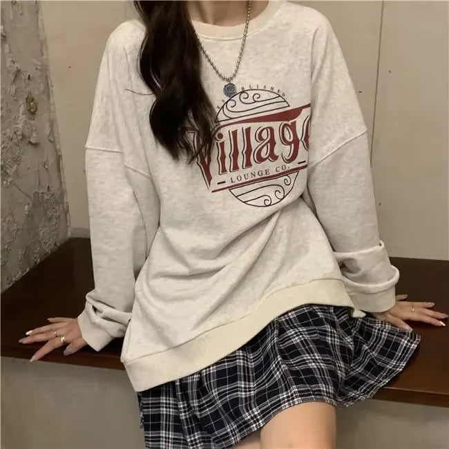 Women Hoodies 2025 Spring Woman clothing Office Lady Loose Coat Sweatshirts Letter Printed Pullovers Korean Fashion Y2k top Coat.