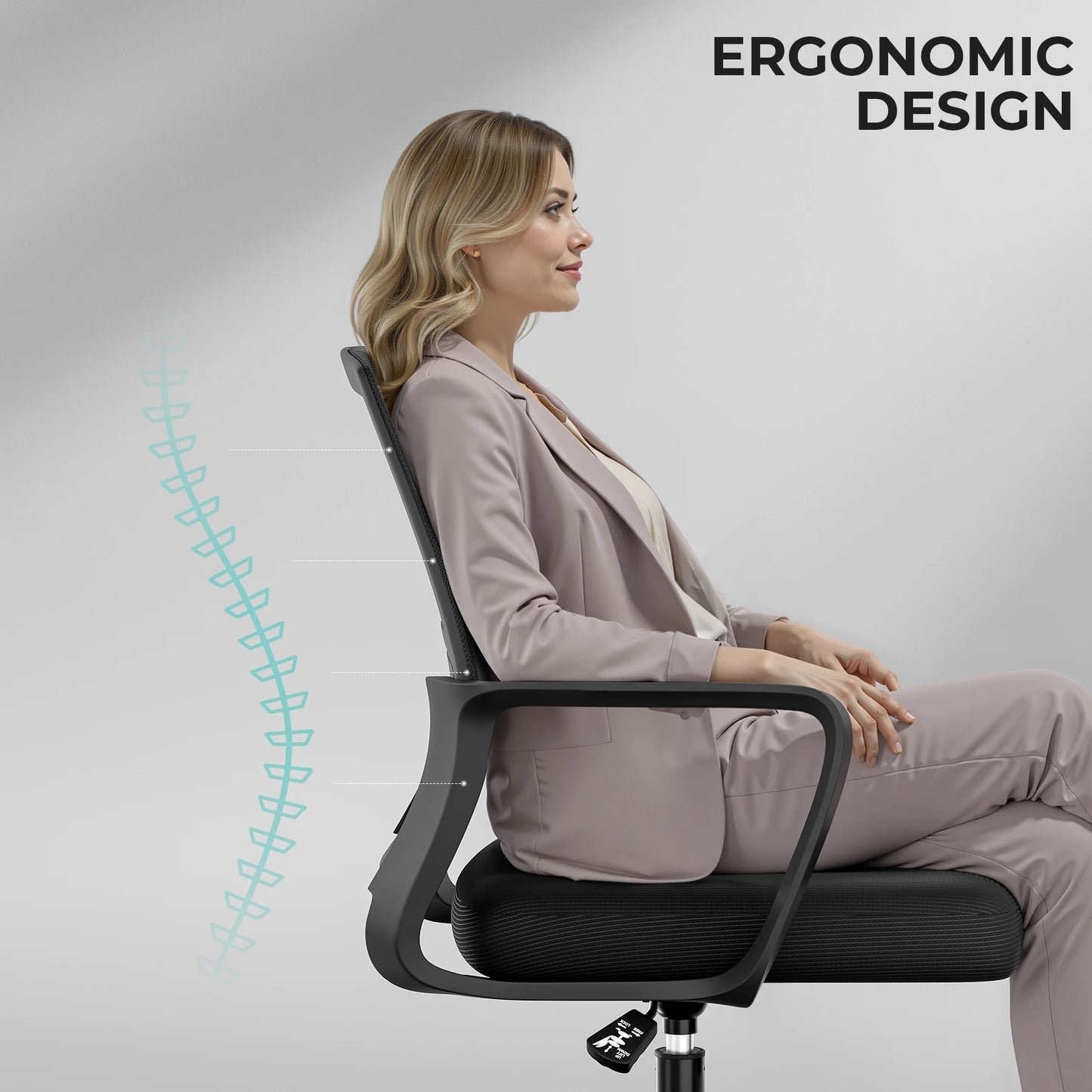 Sukida Bürostuhl, ergonomischer Mesh-Gaming-Stuhl mit mittlerer Rückenkissen, Lordosenstütze für die Arbeit zu Hause und im Schlafzimmer