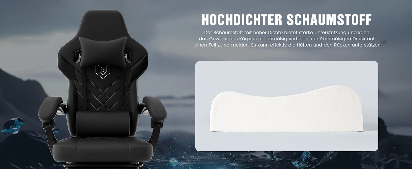 WOTSTA Gaming-Stuhl, ergonomischer Bürostuhl, Renncomputerstuhl, höhenverstellbarer Computerstuhl mit Kopfstütze