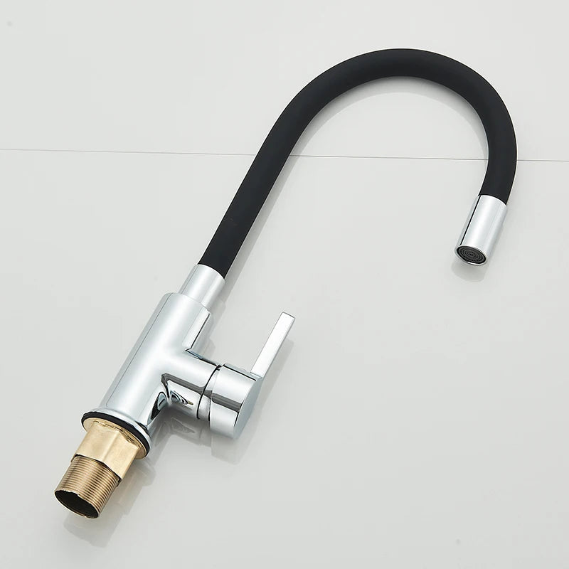 Kitchen Sink Faucet Flexible Water Pipe 360° Rotation Single Handle Deck Mount Cold Hot Water Mixer Water Tap