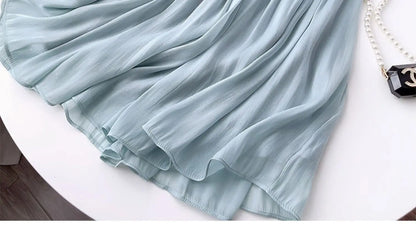 2025 Spring/Summer New Luster  A-line Women Skirt Solid Color High Waist French Paris Style Elegant Asymmetrical Skirt