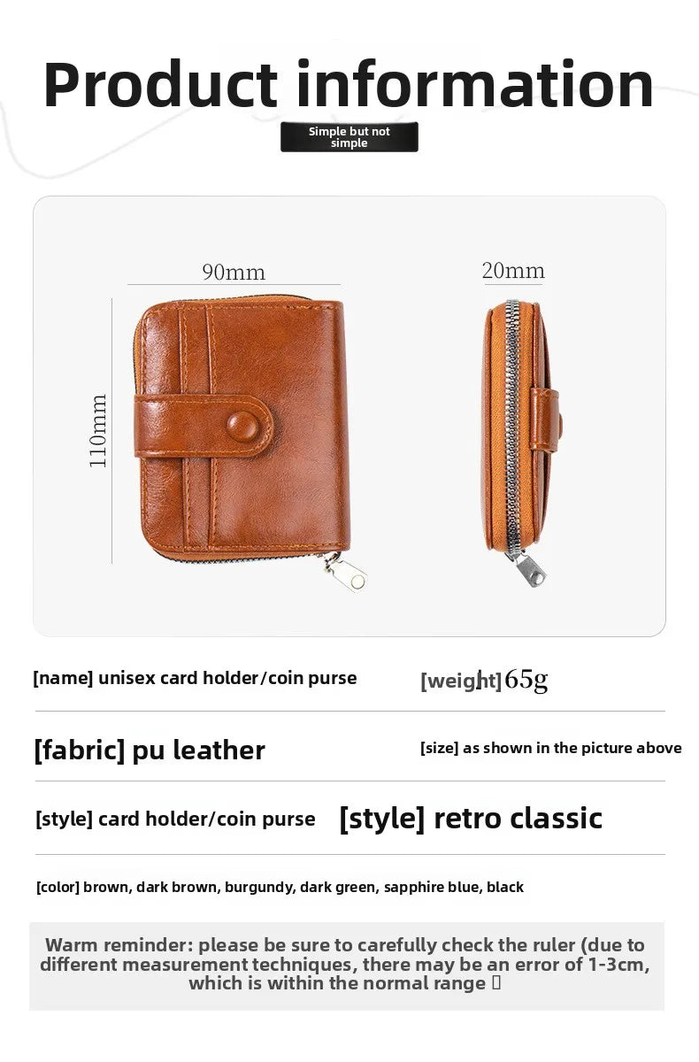 Fashion Multi-card Wallet, Unisex, Zipper Change Bag, Card Bag.