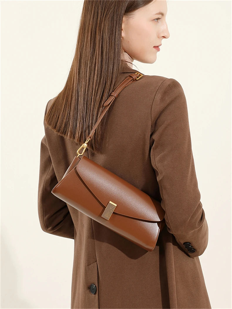 Hifashion Elegant Genuine Leather Underarm Shoulder Bags For Women 2025 Luxury Designer Crossbody Purses Square Ladies Handbags.