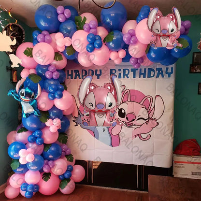 1set Disney Lilo & Stitch Thema Geburtstag Party Luftballons Bogen Girlande Kette Kit Kinder Aufblasbare Spielzeug Globos Geschenke liefert.