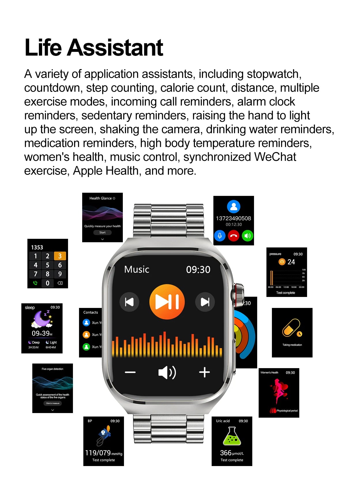 2025 New AI Intelligent Diagnosis ECG+PPG Smartwatch Health Protection Blood Lipids Uric Acid Heart Rate BT Call Smart Watch Men