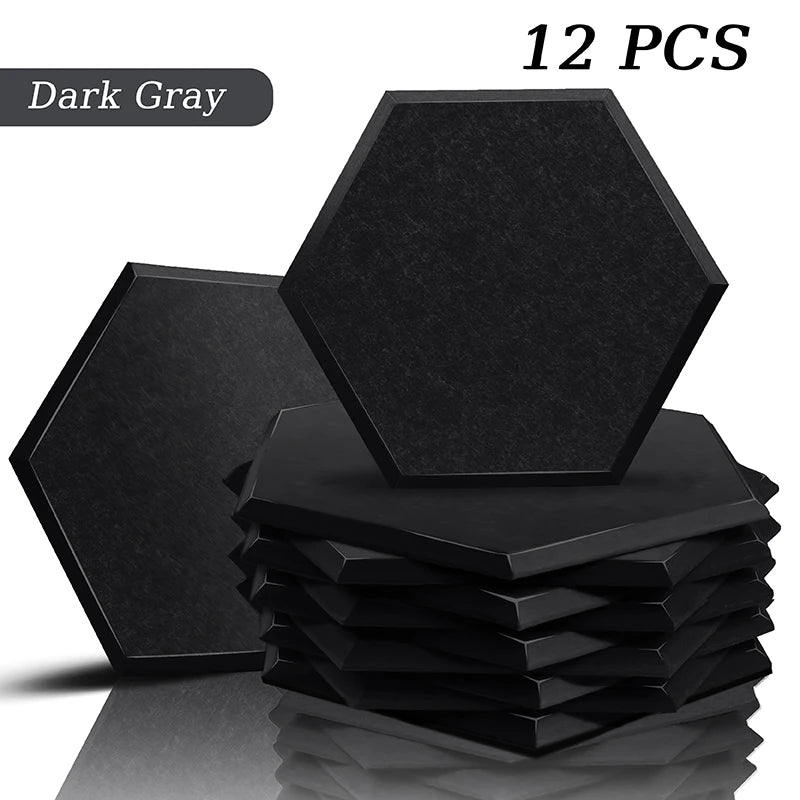 TOUO Sound Absorbing Panel 12 Pcs Studio Acoustic Panel High Density Insulation Acoustic Treatment Drum Room Wall Soundproofing