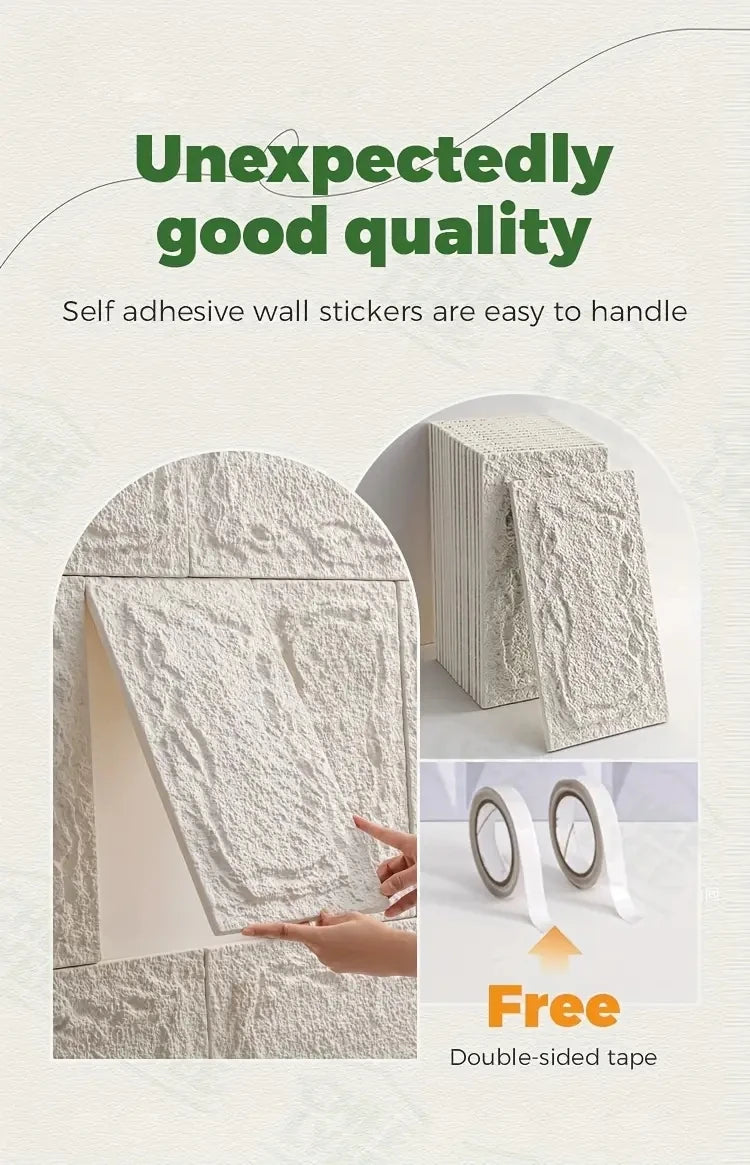 PU stone wall panel, 10 mm, realistic brick pattern, anti-mould and moisture-proof, waterproof and washable, suitable for/outdoo