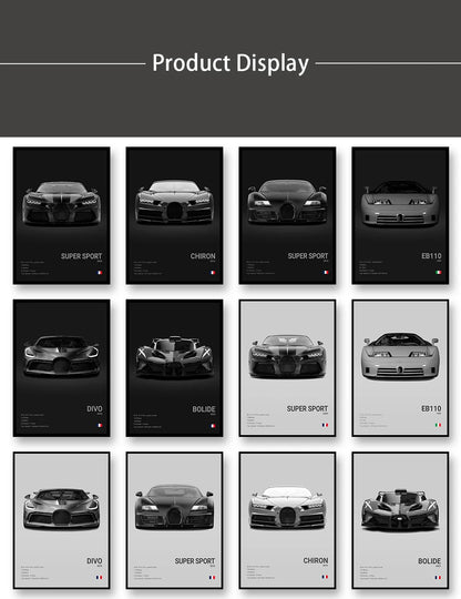 CHIRON EB110 Canvas Wall Art Print Poster DIVO Sports Car Decoration Painting Modern Home Decoration Painting Car Lover Gift.