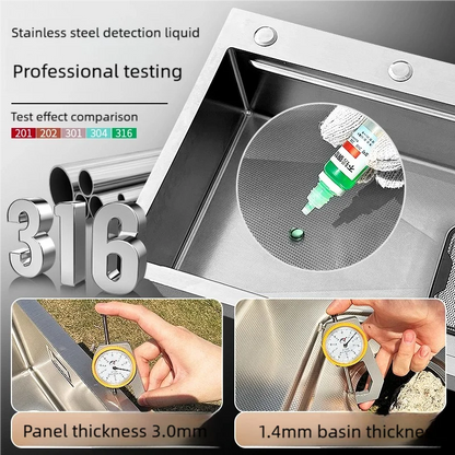 Kitchen Sink 316 Stainless Steels Large Single Slot Wash Dish and Wash Vegetable Bowl Brushed Surface Household Undermount Basin