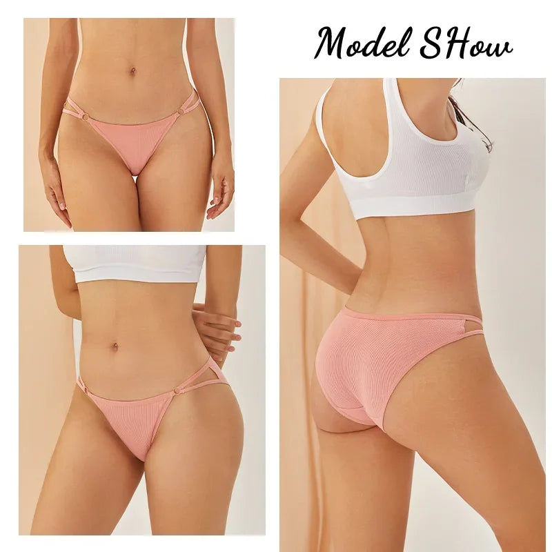 3PCS Women's Panties Sexy Breathable Underwear Comfortable Lingerie Cotton Striped Briefs Fashion Cozy Underpants Sale.