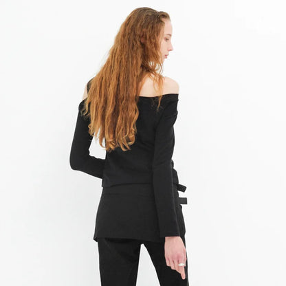 PixieKiki Twisted Hollow Out Off Shoulder Long Sleeve Tops 2000s Clothes Y2k Asymmetrical T Shirts for Woman P85-BE15.