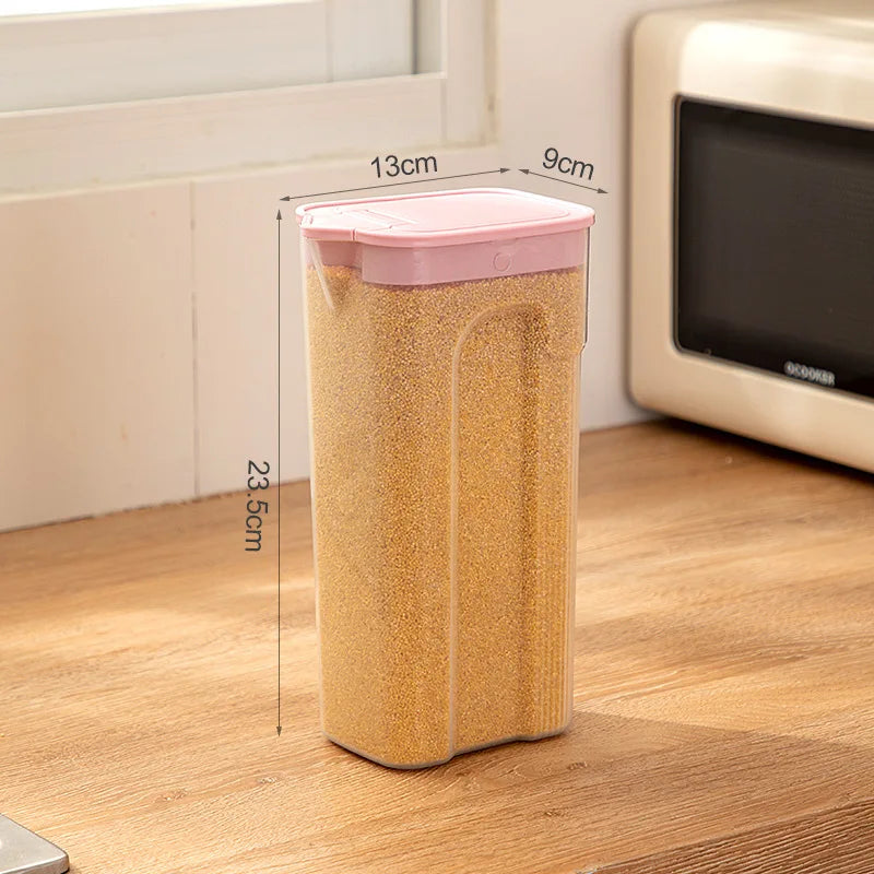 Kitchen Transparent Sealed Jar Plastic Household Cereals Grains Storage Box Hermetic Cans Organizer Bulk Classified Container.