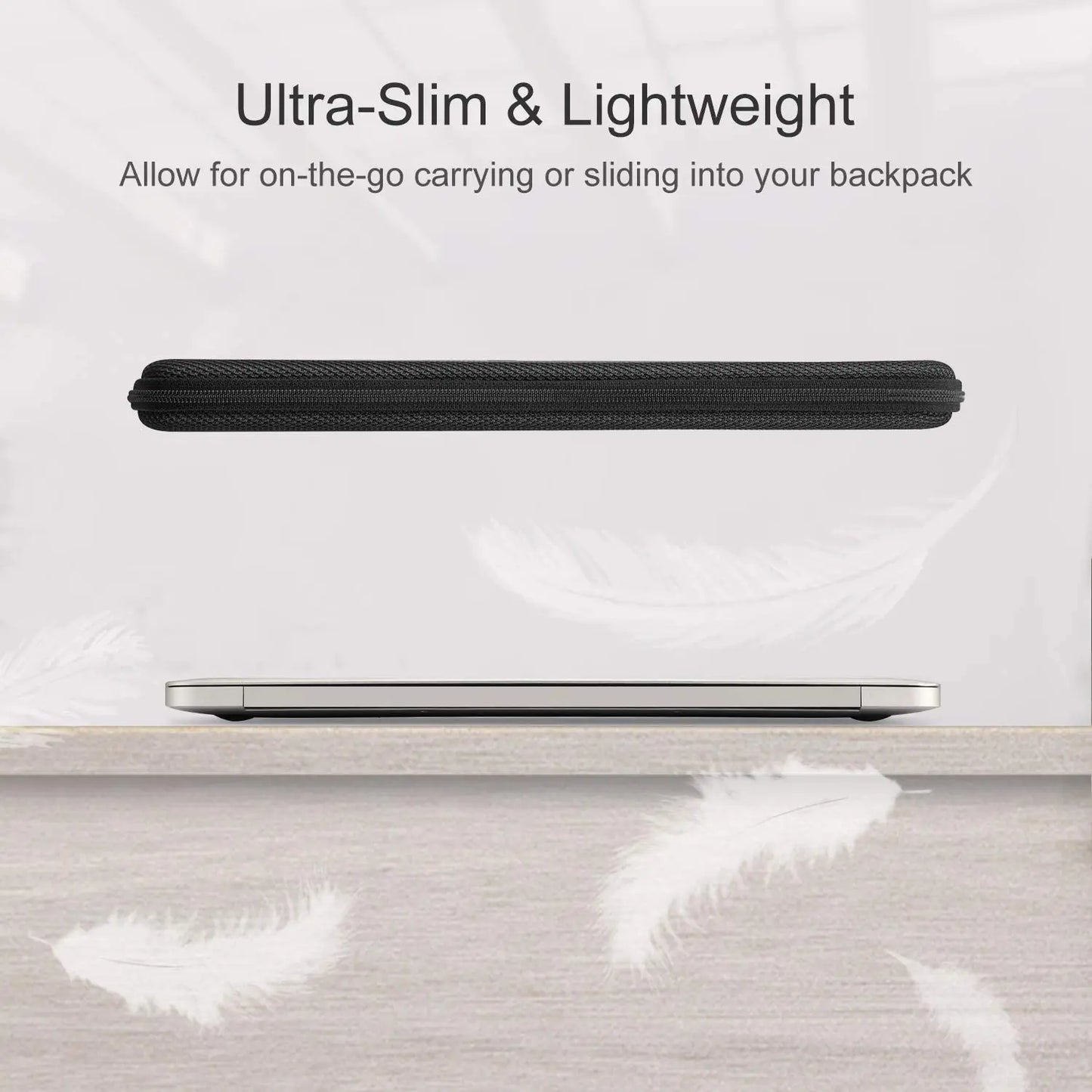 13 14 15.6 inch Laptop Sleeve Bag Shockproof Computer Bag Waterproof EVA Protective Carrying Case Black with Straps.