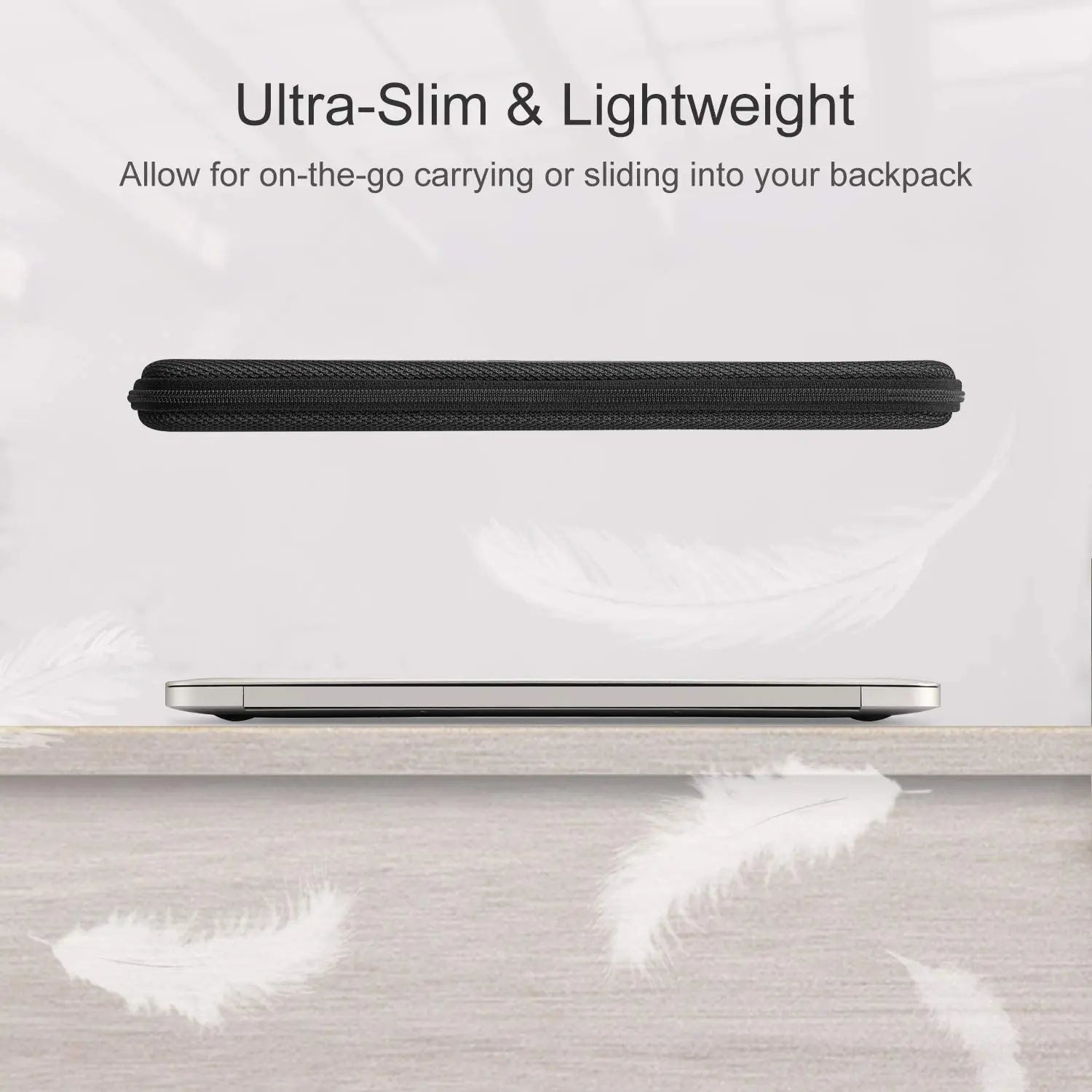 13 14 15.6 inch Laptop Sleeve Bag Shockproof Computer Bag Waterproof EVA Protective Carrying Case Black with Straps.