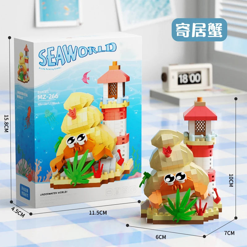 Marine Animals Micro Particle Building Blocks Toys for Children 6 to 10 Years Animal Diy Assembled Toys Puzzle Games Child Gifts.