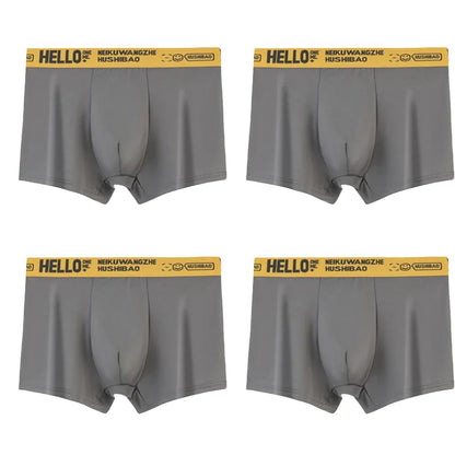 4Pcs männer Boxer Unterwäsche Mann Mid-taille Unterhose Einfarbig Antibakterielle Höschen Plus Größe Shorts Homme U konvexen Dessous