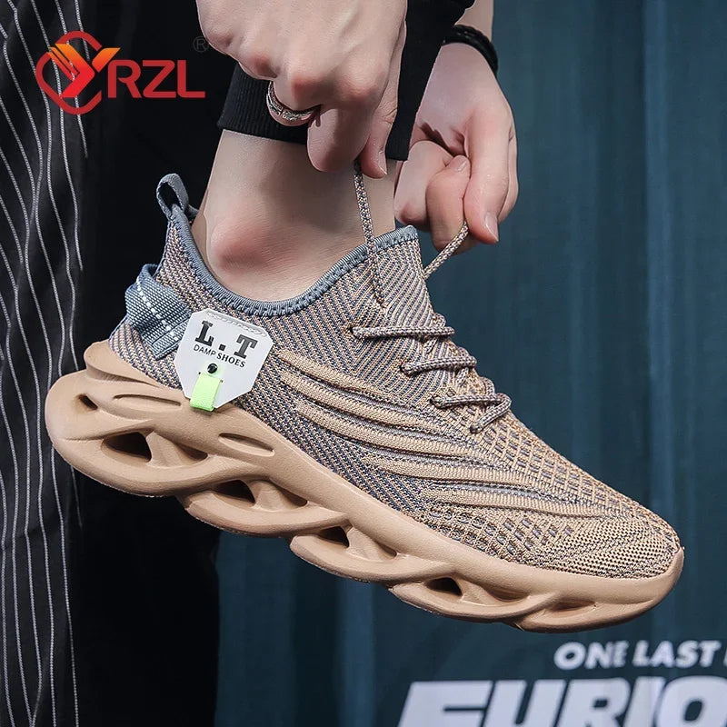 YRZL Men Sports Running Black Jogging Shoes Casual Sneakers Outdoor Breathable Mesh Women Light Shock-absorption Sneakers Men.