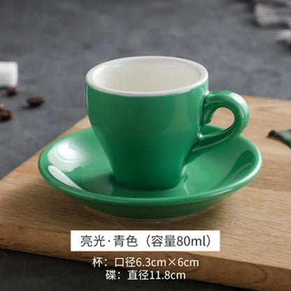Thickened Ceramic Coffee Cup Set 80ML Italian Espresso Cup Plate Small Cup Colorful with Plate Spoon Drinkware.