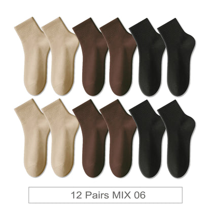 12 Pairs New Woman Cotton Socks Men Sock Short Ankle Colorful Autumn Spring Soft Breathable Colorful Girl Sock