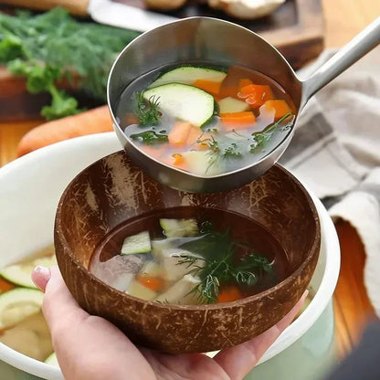 Wholesale Natural Coconut Bowls For Serving Dishes Salad Oatmeal Yogurt Reusable Wooden Coconut Shell Bowl Kitchen Tableware Set.