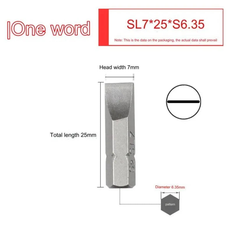 1 Zoll sl3 sl5 sl7 Schlitz schrauben dreher Bit Set s2 Stahl 6,35 Zoll mm Sechs kant schaft Elektro schrauben dreher Bits für Elektro werkzeuge