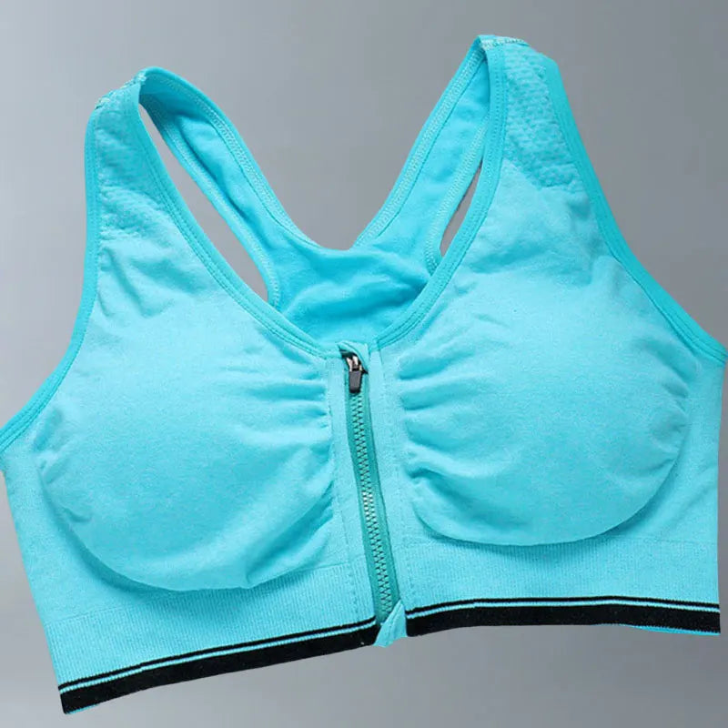 Front Zipper Sport Bra Gym top Breathable Brassiere Yoga Workout Running Vest Women's Underwear Shockproof Running Fitness Bra.