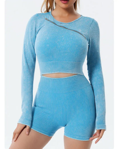 Yoga Suit High Waist Leggings Running Training Tights Sports Outfits Long Sleeve Crop Top Bra Seamless Fitenss Set Fitness Wear