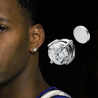 3 Pairs Crystal Strong Magnetic Ear Stud Clip Earrings for Men and Women Punk Round Zircon Magnet Earrings Non Piercing Jewelry.