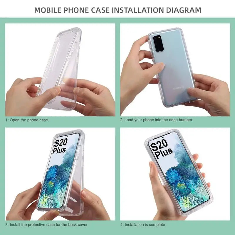 360 Full Body PC+TPU Protective Case Cover For Samsung Galaxy S22 S23 S21 S20 FE Ultra Plus S10 S9 S8 Plus Note 20 10 8 9.