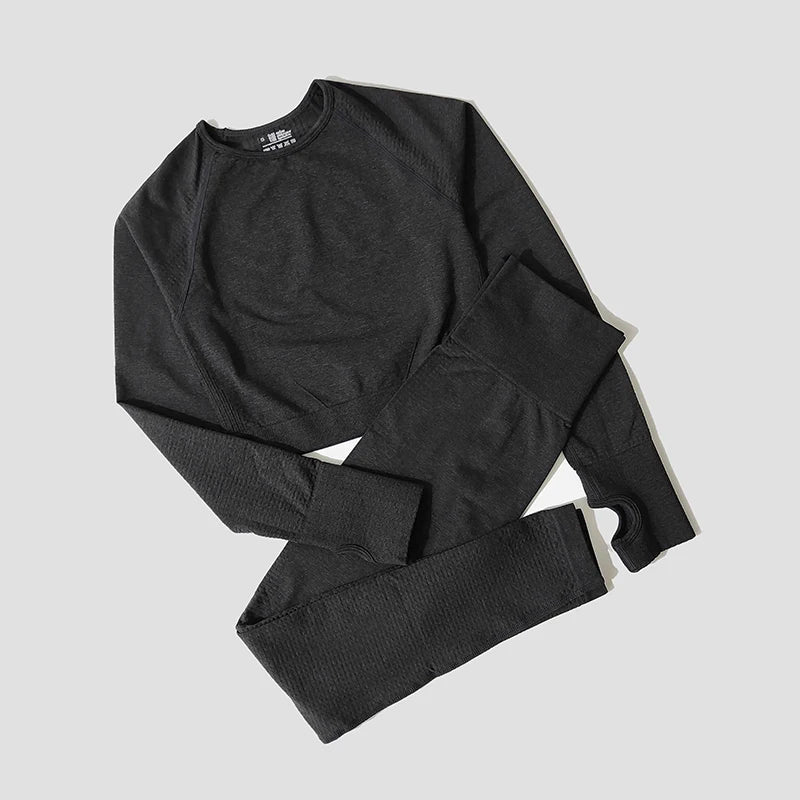 WAREBALL Women Seamless Yoga Set Gym Clothing Fitness High Waist Leggings Crop Top Shirts Sport Suits Workout Pants Active Wear