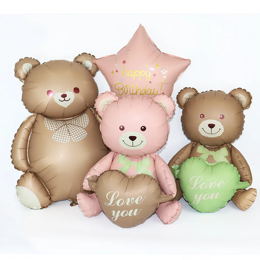 Matte 3D Herz Liebe dich Bär Aluminium Folie Ballon Hochzeit Dekoration Geschenke Schleife Stern Gänseblümchen Regenbogen Alles Gute zum Geburtstag Party Ballon.