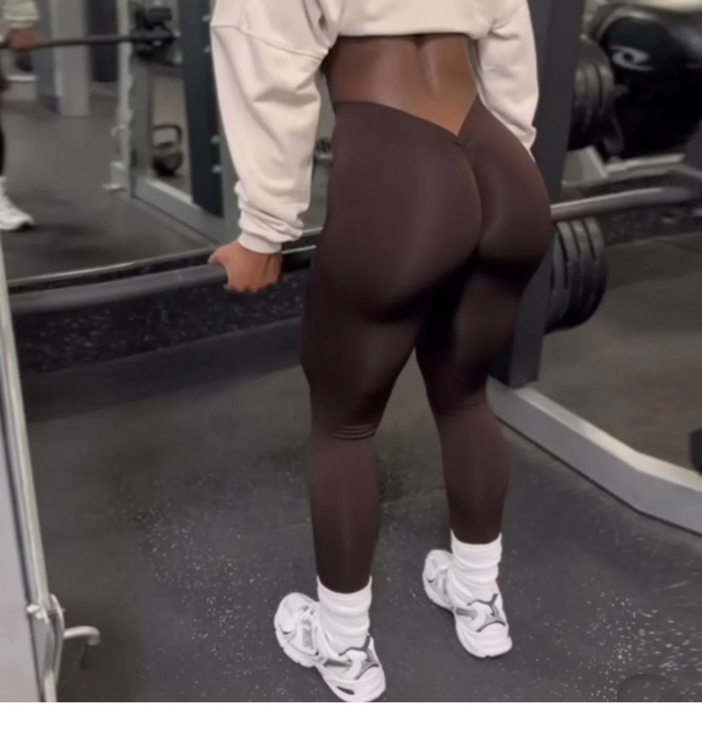 Women V Back Sports Yoga Leggings High Waist Scrunch Gym Sports Leggins Elastic V Cut Training Pants Workout Tights.