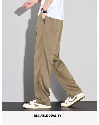 2025 Summer Thin Men's Soft Lyocell Casual Pants Breathable Fashion Solid Color Simple Male Trousers Brand Clothing.