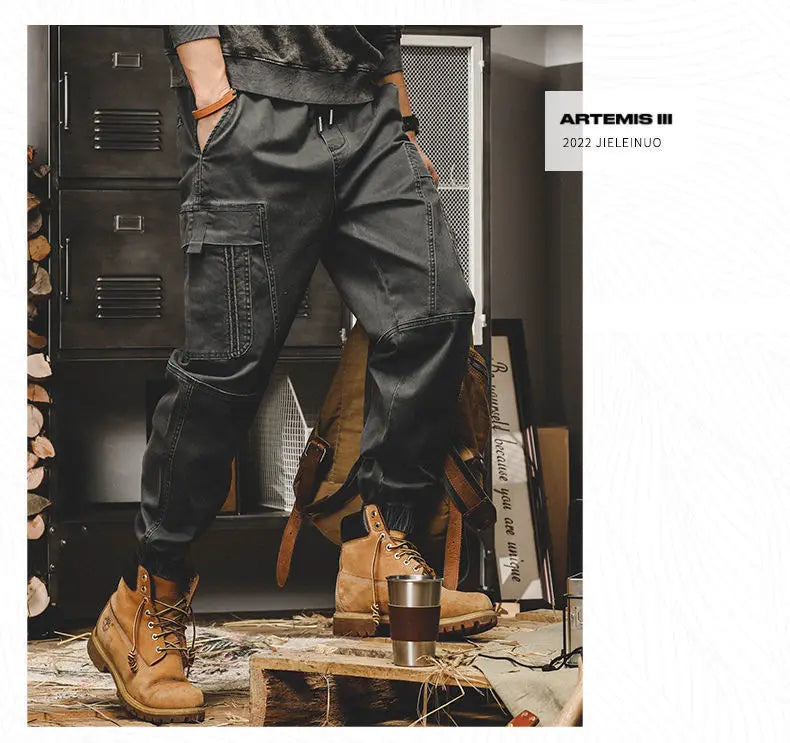 ARENS Techwear Cargo Pants Men Black Cargo Trousers Male Vintage Japanese Streetwear Hip Hop Pockets Casual Safari Style Loose.