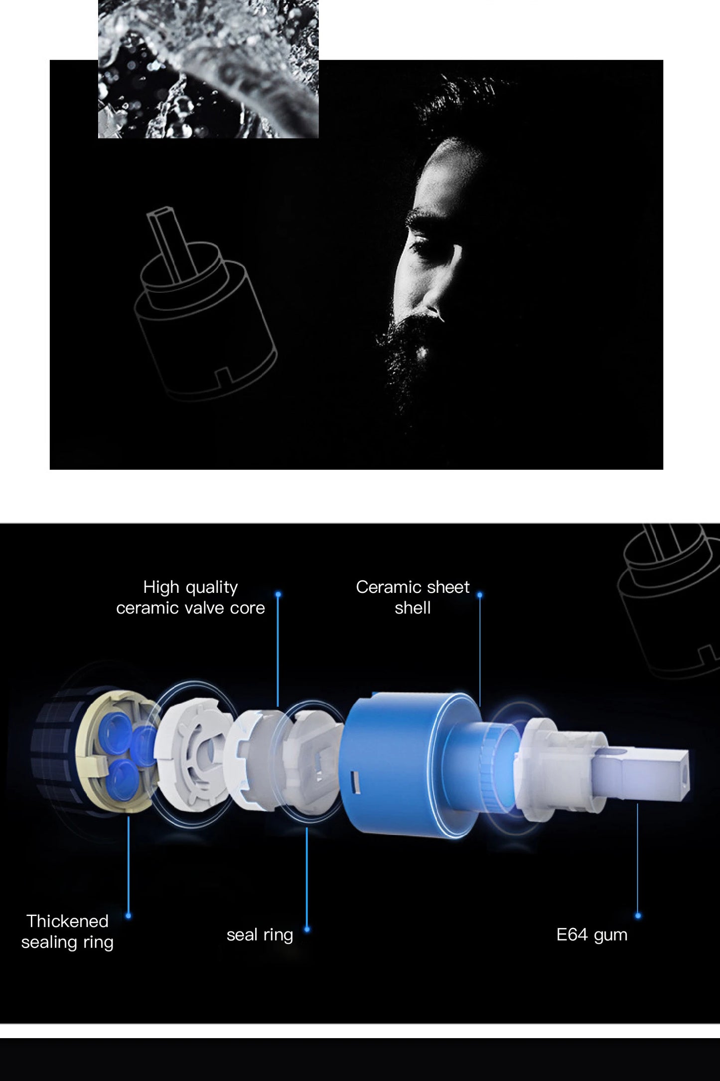 Moderner Luxus-Küchenarmatur aus schwarzem Messing, ausziehbares magnetisches Saugdesign, Einhebelmischer für heißes und kaltes Wasser mit 2 Funktionen
