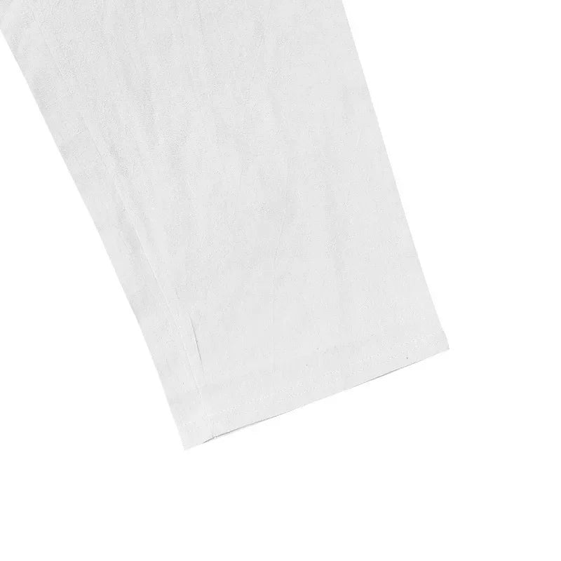 2025 Cross-border American Four Seasons Linen Men's Casual Suit Loose Long Sleeve Pants Shirt Suit Men's.