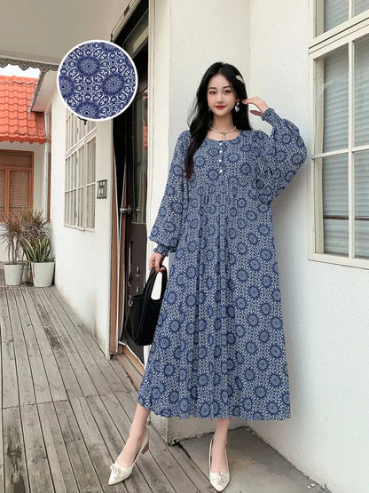 Kleid Frauen Kleidung plus Größe Frühling Sommer böhmischen Strand koreanischen Stil Blumen Vintage Vestidos Robe lose Kleider übergroß