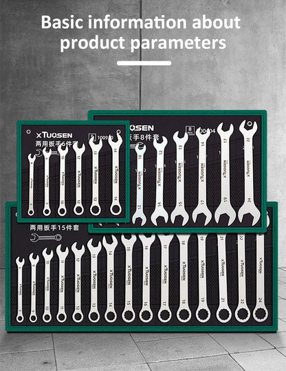 Ultradünner Schraubenschlüssel-Satz mit offenem Ende, 6–27 mm, Pflaumenschlüssel-Kombination, universelles Ratschenschlüssel-Set mit zwei Köpfen, Auto-Reparaturwerkzeuge
