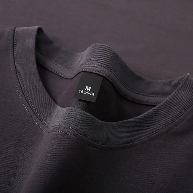 Men's and Women's 600g Heavy Cotton T-shirts Long-staple Pure Cotton Thickened Long-sleeved Three-pin High-gram Weight High-end.