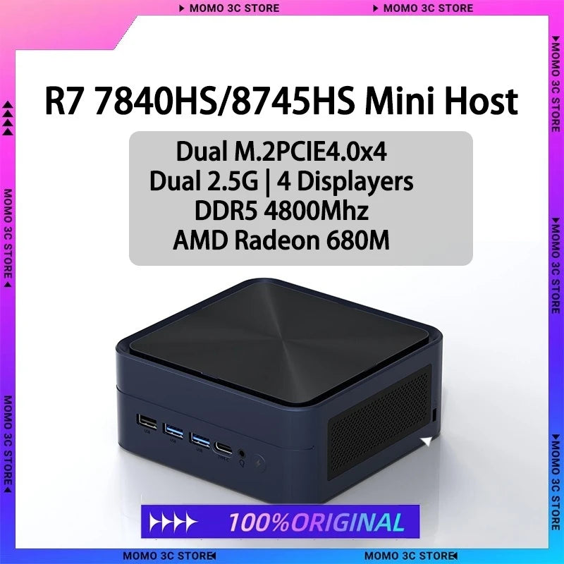 Mini Host Amd Ryzen R7-7735hs 8745hs Ddr5 70w  Wifi6 4k Pcie4.0 Ssd High-End Gaming Desktop Mini Host Diy Barebone System.