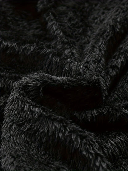 Solid Color Sherpa Jacket, Men's Casual Fleece Lined Baseball Regular Fit College Hipster Windbreaker.