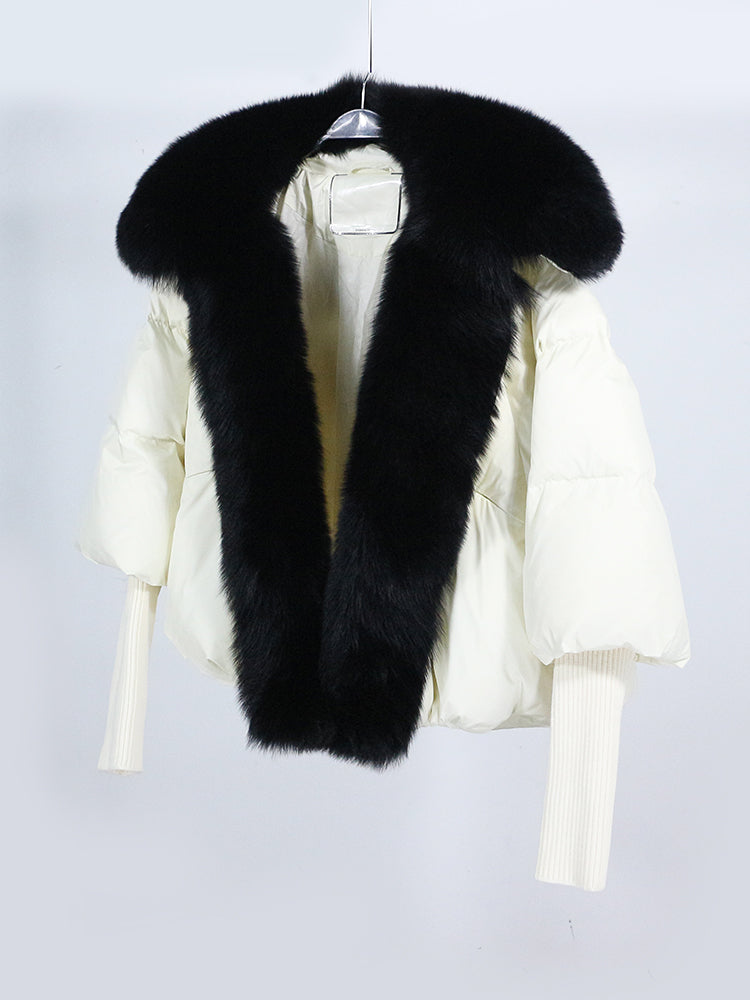 Lose Natürliche Echt Fox Pelz Kragen Mantel Dicke Neue Europäische Mode Weiße Ente Unten Jacke Winter Frauen Warme Luxus Oberbekleidung