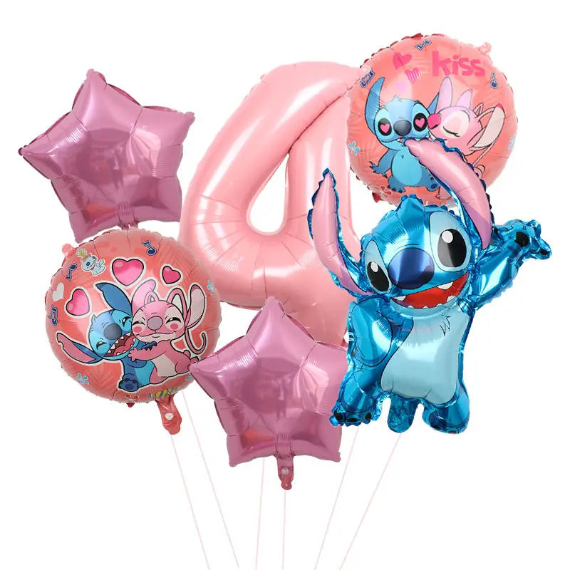 Disney Rosa Stich Geburtstag Party Dekorationen Mädchen Einweg Geschirr Ballon Kuchen Topper Tischdecken Liefert Baby Dusche