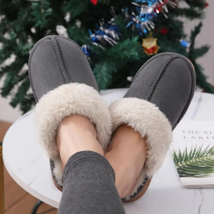 Kidmi Winter Men Plush Slippers Suede Fuzzy Soft Fluffy Collar Lining Men Slippers Indoor Warm Furry Fur House Flat Men Shoes.
