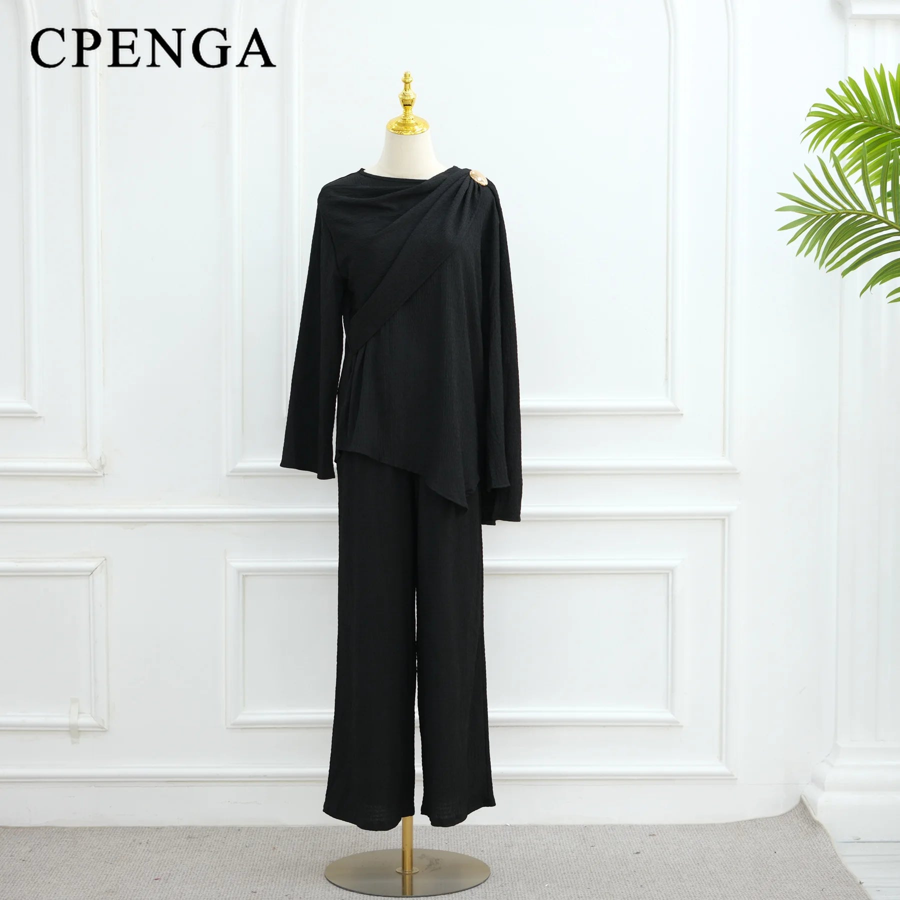 Eid Muslim Women Abaya Set Elegant Dubai Solid Color Button-Down Cardigan and Pants Suit Islam Modest Outfit 2025 Turkey Clothes.