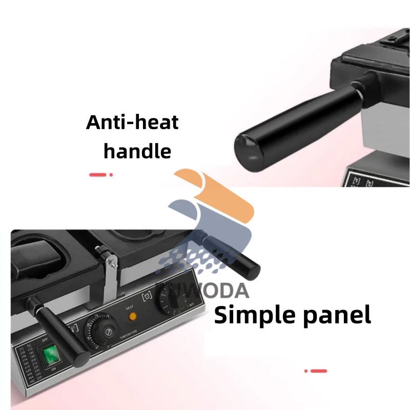 High Cost-Performance Electric Heating Waffle Making Machine Kitty Shaped Non-Stick Snack Cake Machine Open Mouth Waffle Maker.