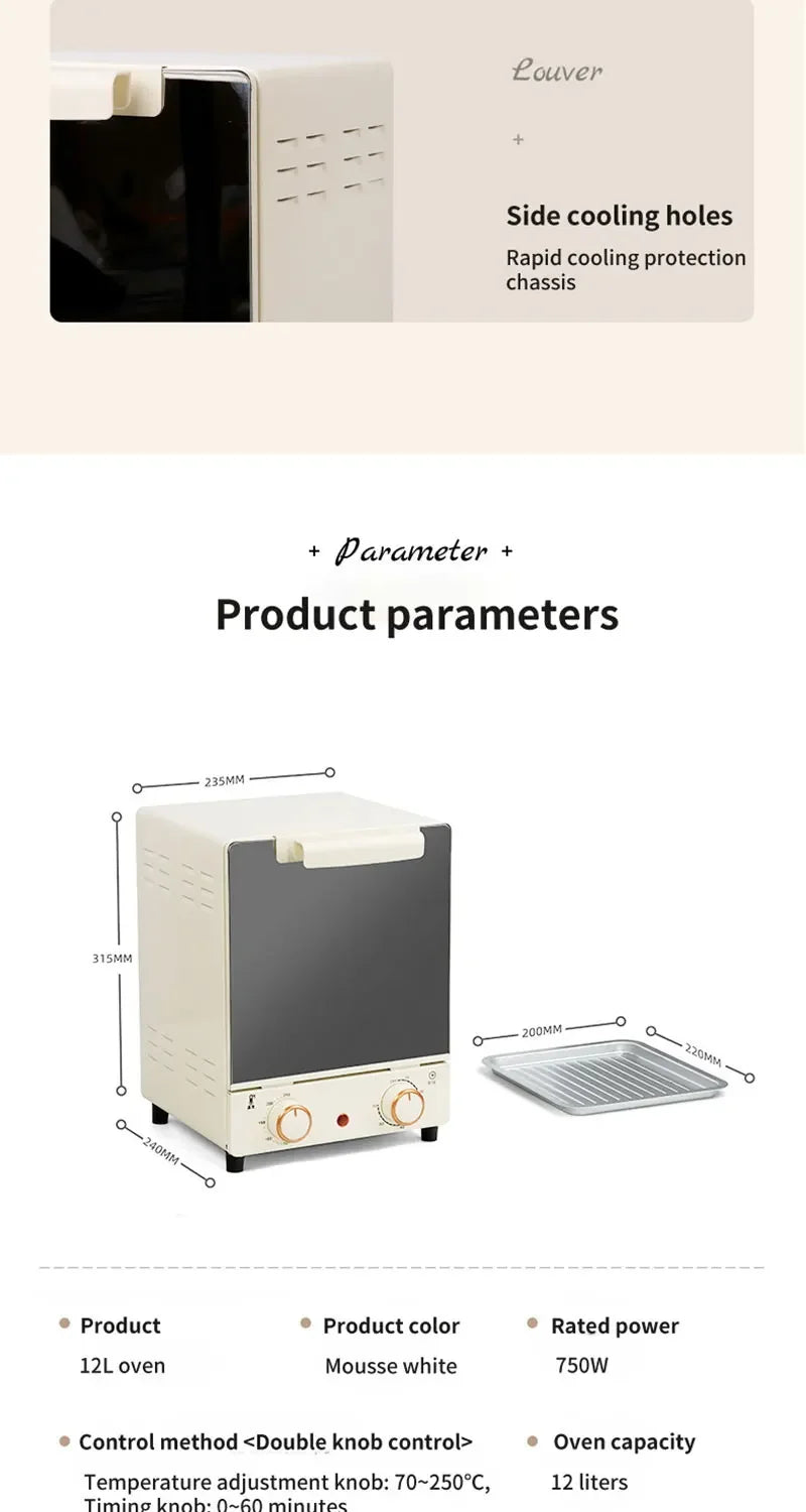 12L Large Capacity Electric Air Fryer Toaster Oven Mechanical Household Kitchen 360° Baking Convection Oven Oil-Free Deep Fryer.