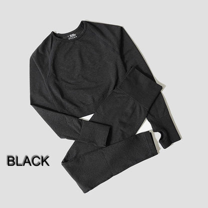 WAREBALL Women Seamless Yoga Set Gym Clothing Fitness High Waist Leggings Crop Top Shirts Sport Suits Workout Pants Active Wear