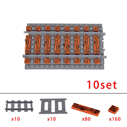 MOC City Creative Idea Train Straight and Curved Rails Base Tracks Shoulder Building Blocks Bricks Accessories DIY kid Toys gift