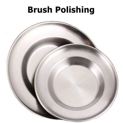 1Pc Stainless Steel Plates 7.9 Inch Metal Camping Plates Large Serving Platters Silver Serving Platter Dinner Salad Plates Round.